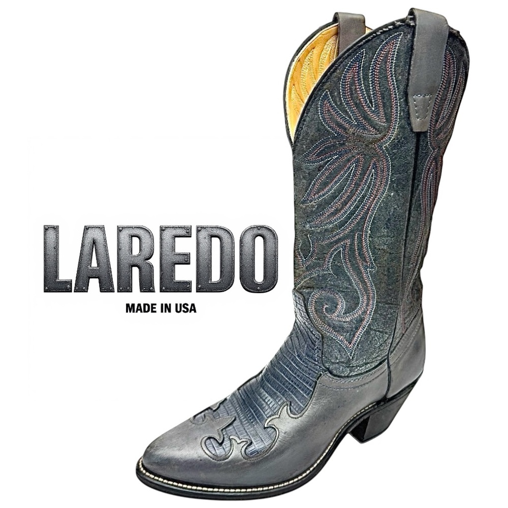 Laredo Women’s Cowboy Western Boot Leather Vamp - Manmade 6.5 Medium Grey